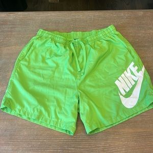 XL nylon neon green nike shorts